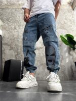 Мужские Синие Джинсы Джоггеры Принты