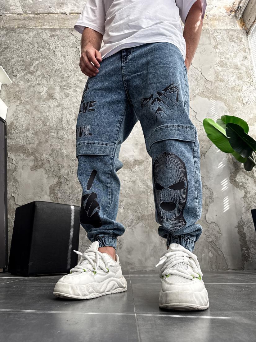 photo_2026-03-01_13-35-27 Мужские Синие Джинсы Джоггеры Принты