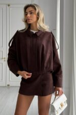 Женский Замшевый Коричневый Бомбер Свободного Кроя - Легкая Демисезонная Куртка