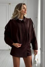 Женский Замшевый Коричневый Бомбер Свободного Кроя - Легкая Демисезонная Куртка