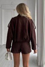 Женский Замшевый Коричневый Бомбер Свободного Кроя - Легкая Демисезонная Куртка