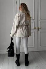 Женская Демисезонная Молочная Куртка Джуна - Удлиненная с Кулисками на Талии