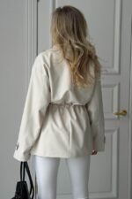 Женская Демисезонная Молочная Куртка Джуна - Удлиненная с Кулисками на Талии