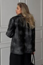 Женская Демисезонная Графитовая Кожаная Куртка Косуха Диса под Винтаж