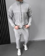 Мужской Серый Спортивный Костюм с Кантом - Кофта на Молнии + Штаны Джоггеры