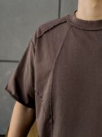 Мужская Хлопковая Коричневая Футболка Оверсайз - Объемная со Швами Наружу