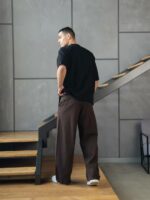 Мужская Хлопковая Черная Футболка Оверсайз - Объемная со Швами Наружу