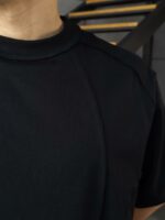 Мужская Хлопковая Черная Футболка Оверсайз - Объемная со Швами Наружу