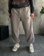 Мужские Теплые Флисовые Серые Штаны с Манжетами - Широкие Джоггеры