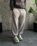 Мужские Теплые Флисовые Серые Штаны с Манжетами - Широкие Джоггеры