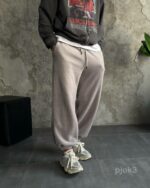 Мужские Теплые Флисовые Серые Штаны с Манжетами - Широкие Джоггеры