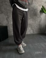 Мужские Теплые Флисовые Графитовые Штаны с Манжетами - Широкие Джоггеры