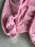 Мужской Теплый Плюшевый Розовый Костюм - Худи с Воротником Стойкой + Штаны Джоггеры