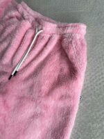 Мужской Теплый Плюшевый Розовый Костюм - Худи с Воротником Стойкой + Штаны Джоггеры