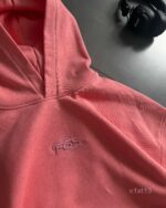 Мужское Розовое Худи Оверсайз с Маленькой Вышивкой - Трехнитка ТЕРМОХРОМ