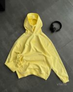 Мужское Желтое Худи Оверсайз с Маленькой Вышивкой - Трехнитка ТЕРМОХРОМ