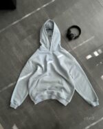 Мужское Голубое Худи Оверсайз с Маленькой Вышивкой - Трехнитка ТЕРМОХРОМ