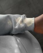 Мужское Голубое Худи Оверсайз с Маленькой Вышивкой - Трехнитка ТЕРМОХРОМ