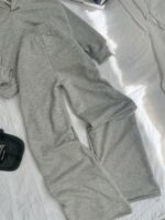 Женский Серый Костюм Трехнитка - Кофта Зипка на Молнии + Штаны с Кулисками Внизу