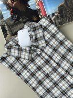 Женская Клетчатая Коричневая Рубашка Оверсайз с Камушками Стразами