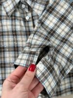 Женская Клетчатая Коричневая Рубашка Оверсайз с Камушками Стразами