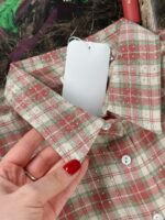 Женская Клетчатая Розовая Рубашка Оверсайз с Камушками Стразами