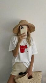 Женская Объемная Белая Футболка Оверсайз с Принтом "Coffee"