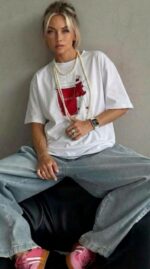 Женская Объемная Белая Футболка Оверсайз с Принтом "Coffee"