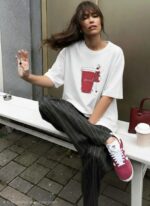 Женская Объемная Белая Футболка Оверсайз с Принтом "Coffee"