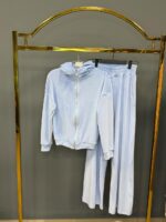 Женский Голубой Велюровый Костюм - Кофта Зипка на Молнии + Штаны Свободного Кроя