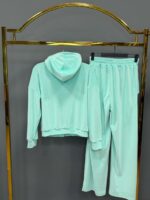 Женский Бирюзовый Велюровый Костюм - Кофта Зипка на Молнии + Штаны Свободного Кроя