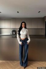 Женская Гипюровая Кружевная Белая Кофта Гольф