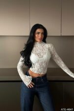 Женская Гипюровая Кружевная Белая Кофта Гольф