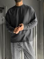Мужской Базовый Хлопковый Графитовый Свитшот Лонгслив Оверсайз