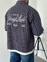 Мужская Хлопковая Клетчатая Фиолетовая Рубашка Варенка Оверсайз