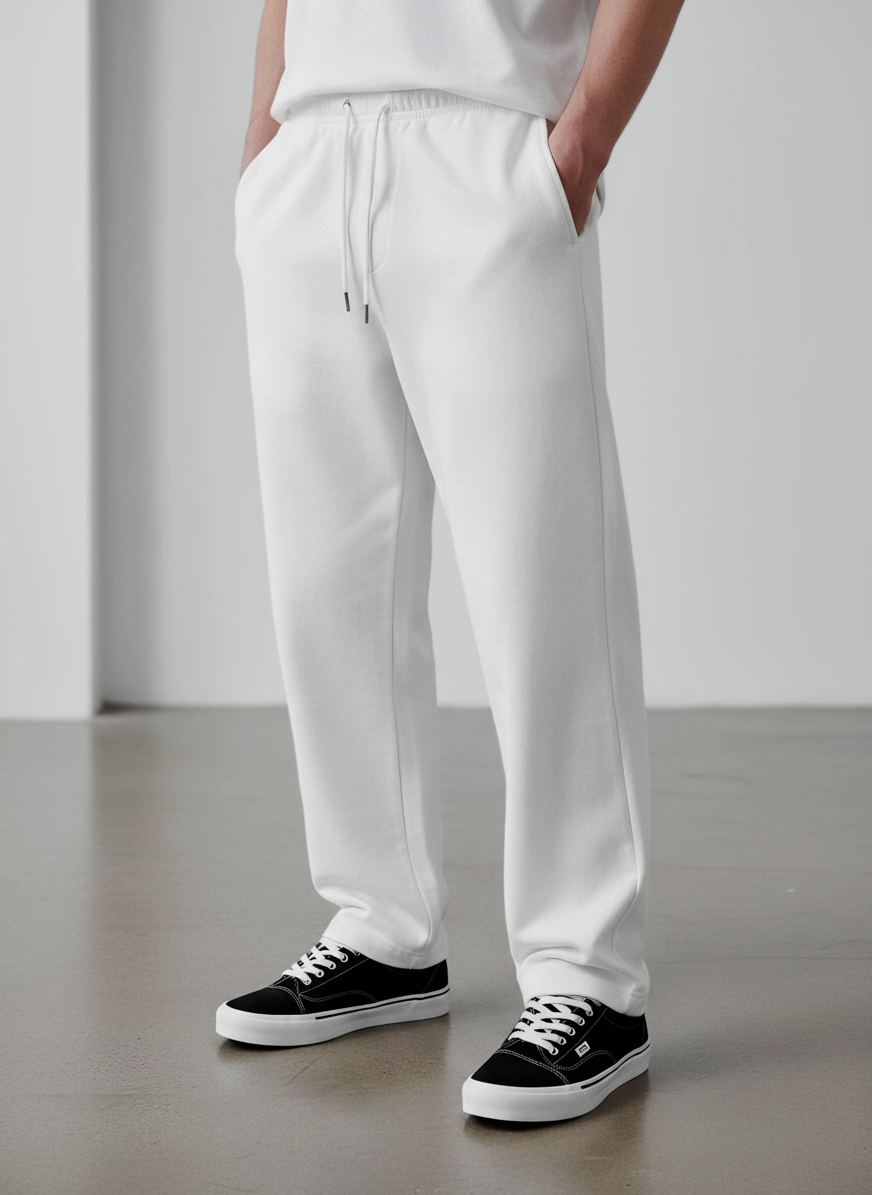 photo_2026-03-13_08-51-49 Мужские Широкие Белые Спортивные Штаны Прямого Кроя с Резинкой в Поясе