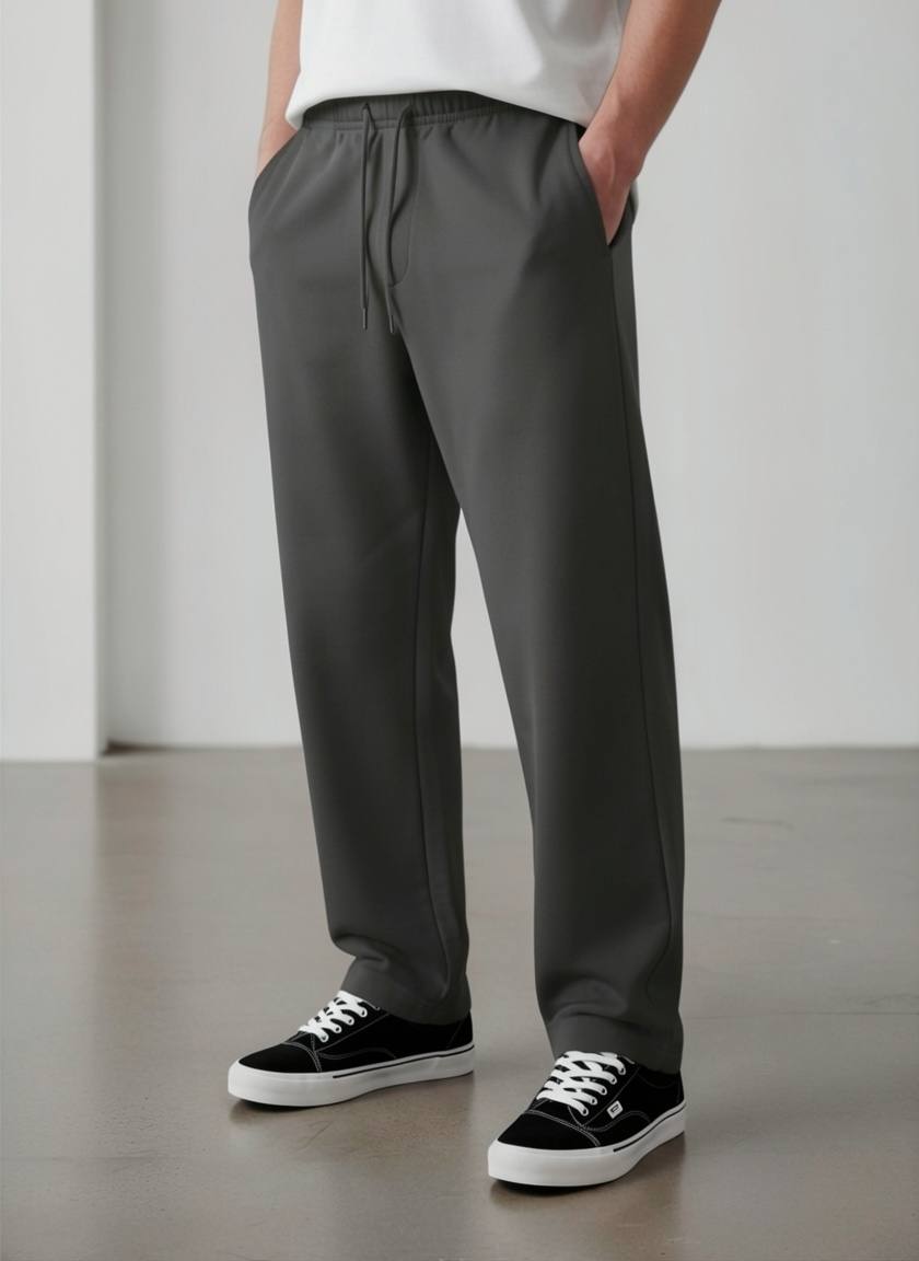 photo_2026-03-13_08-51-53 Мужские Широкие Графитовые Спортивные Штаны Прямого Кроя с Резинкой в Поясе