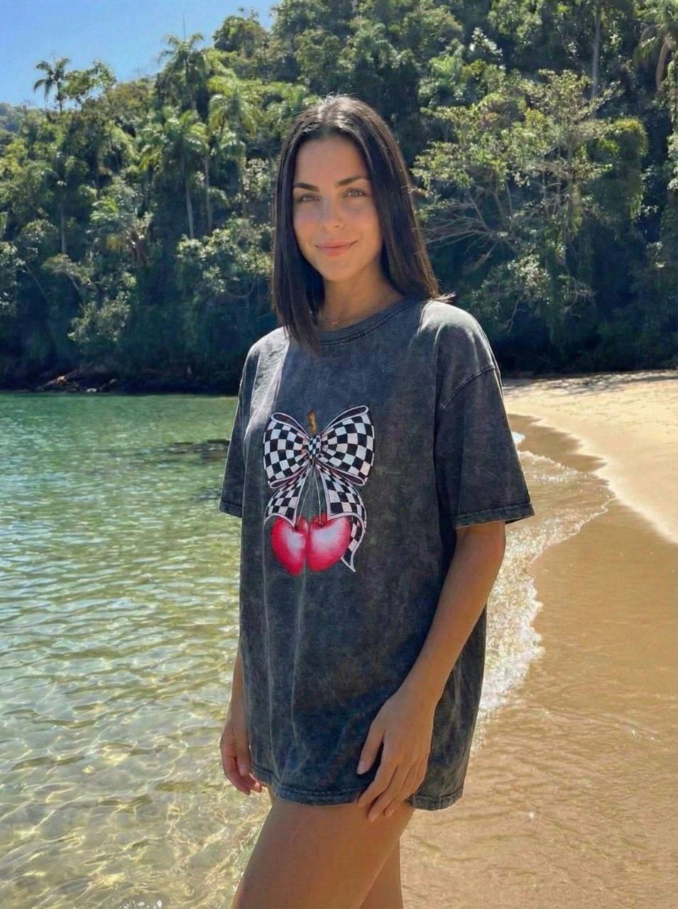 photo_2026-03-13_12-41-58 Женская Объемная Графитовая Футболка Варенка Оверсайз с Принтом Вишенки