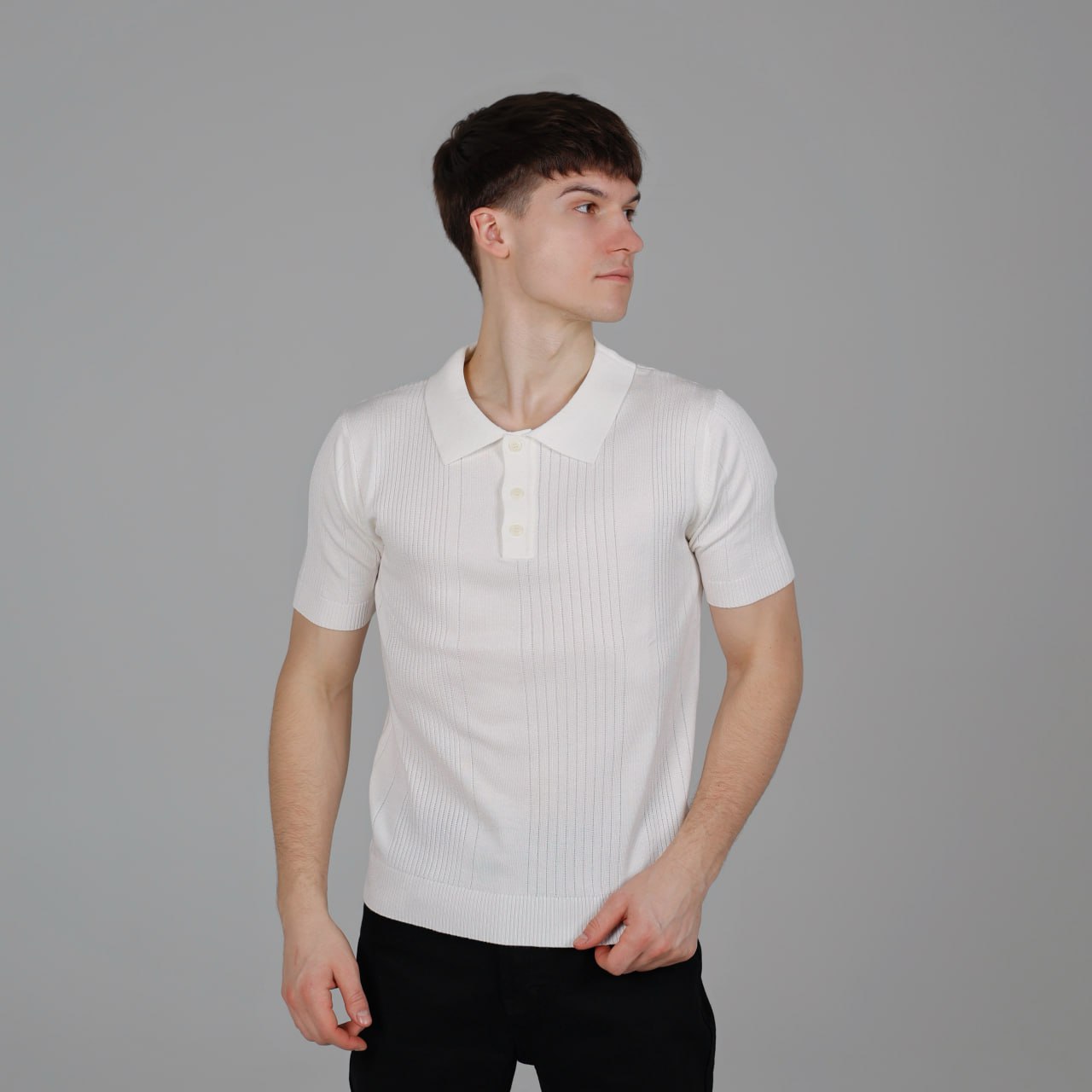 photo_2026-03-13_22-18-00 Мужская Белая Футболка Поло - Классическая с Воротником