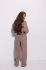 Женский Базовый Спортивный Костюм Мокко на Молнии Оверсайз - Кофта Зипка + Широкие Штаны