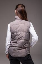 Женская Серая Жилетка Безрукавка - Стеганая с Высоким Горлом