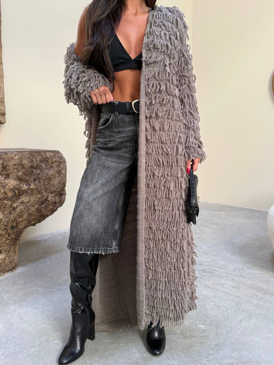 photo_2026-03-15_12-21-52 Женский Удлиненный Фактурный Кардиган Мокко с Бахромой