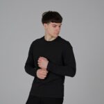 Мужской Базовый Черный Лонгслив Трикотаж