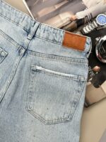 Женские Широкие Светло-Голубые Джинсы Палаццо Багги с Камнями Стразами