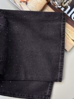 Женские Широкие Графитовые Джинсы Палаццо Багги с Камнями Стразами