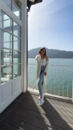 Женский Удлиненный Мягкий Пушистый Белый Кардиган Свободного Кроя