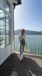 Женский Удлиненный Мягкий Пушистый Белый Кардиган Свободного Кроя