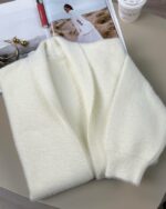 Женский Удлиненный Мягкий Пушистый Белый Кардиган Свободного Кроя