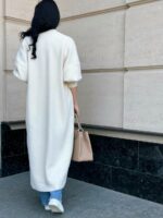 Женский Длинный Пушистый Молочный Кардиган Свободного Кроя