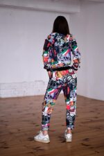 Женский Разноцветный Спортивный Костюм Худи Джоггеры - Двунитка Принтованный